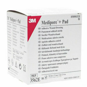 Steriler Medipore Klebeverband + PAD mit 3M absorbierenden Kissen 5 x 7,2 cm (Set mit 50)